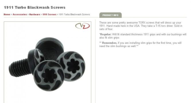 VZ Grips Viti per 1911 Turbo Blackwash Melonite
